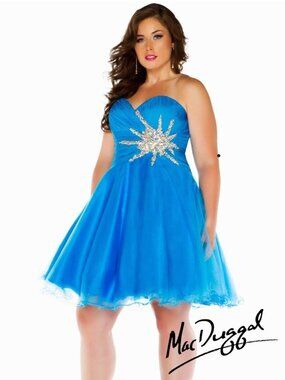 Mac Duggal 61065K Size 24W Blue Short Prom/Homecoming Dress